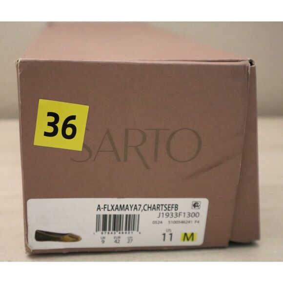 Sarto Sz 11M Chartreuse Green Fabric Flexa Amaya 3 Square Toe Ballet Flats - Picture 14 of 14